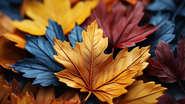 hojas de otoño sobre un fondo de madera