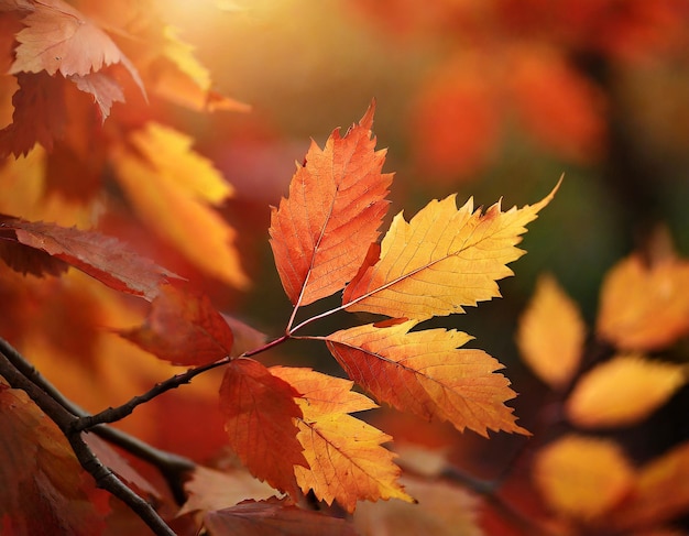 hojas de otoño sobre fondo rojo