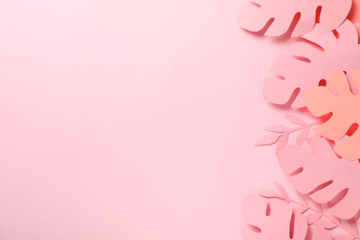 Foto hojas de palma decorativas en rosa, espacio para texto
