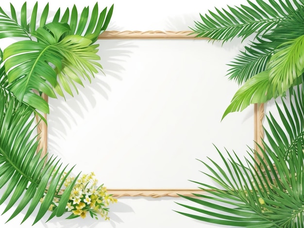 Foto hojas de palma y hojas de monstera aisladas sobre fondo blanco