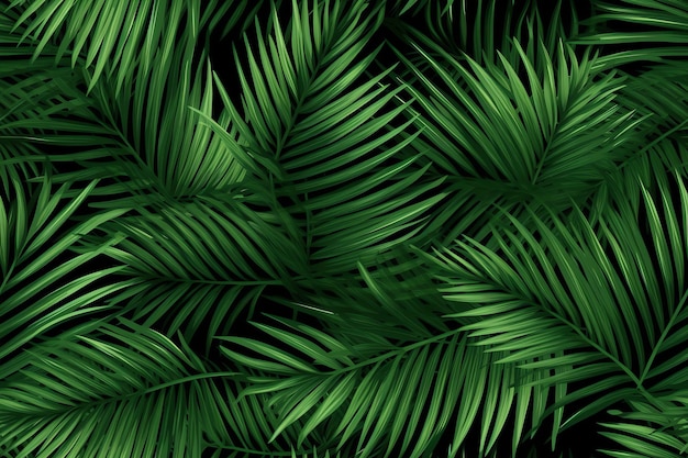Hojas de palma patrón tropical verde deja fondo transparente