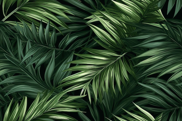 Hojas de palma patrón tropical verde deja fondo transparente