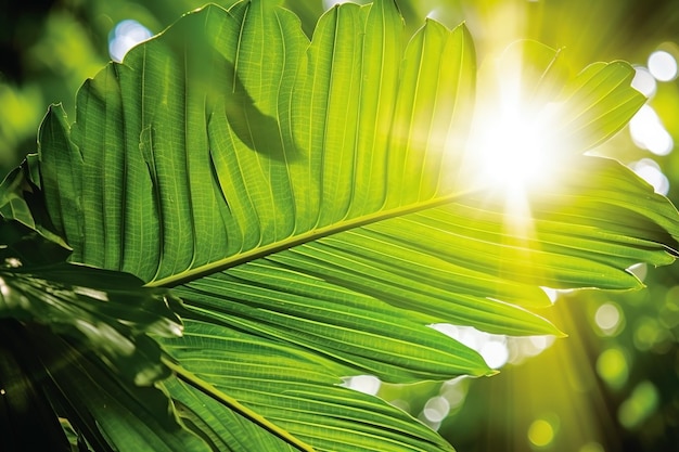 Hojas de palma tropical de primer plano fondo de verano generado por Ai