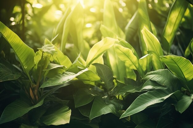 Hojas de palma tropical de primer plano fondo de verano generado por Ai