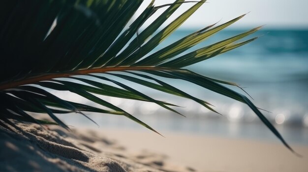 Hojas de palmera en la playa