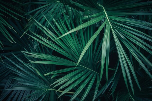 Hojas de palmera tropical Bosque oscuro Generar Ai