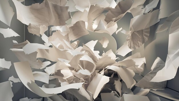 Foto hojas de papel rasgadas pedazos de papel blanco