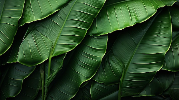 Hojas de plátano follaje tropical exuberante vegetación hojas anchas Fotografía de alta definición