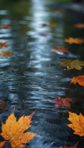 Foto las hojas que caen en el fondo de la lluvia