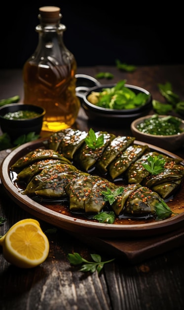 Hojas rellenas con aceite de oliva cocina tradicional turca