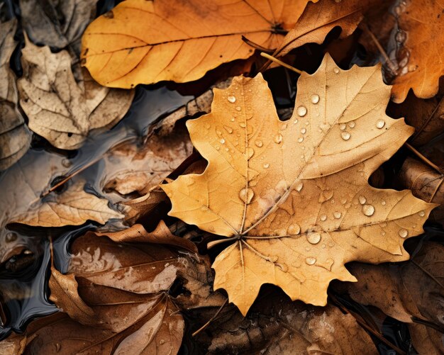 Hojas secas de otoño en la naturaleza.