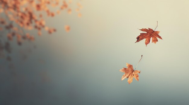 Foto hojas secas que caen borrosas fondo de otoño frío abstracto con espacio de copia para insertar