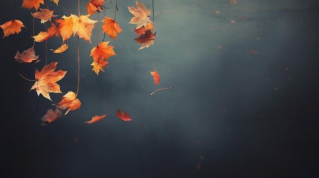 Foto hojas secas que caen borrosas fondo de otoño frío abstracto con espacio de copia para insertar