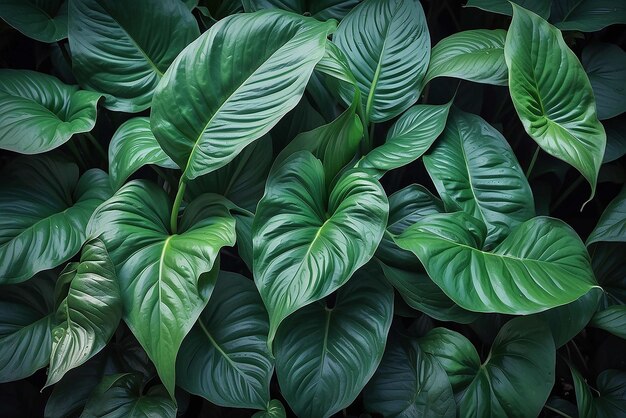 Foto hojas de spathiphyllum cannifolium abstracto textura verde fondo de la naturaleza hojas tropicales