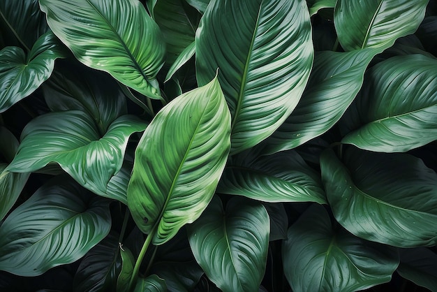 Foto hojas de spathiphyllum cannifolium abstracto textura verde fondo de la naturaleza hojas tropicales