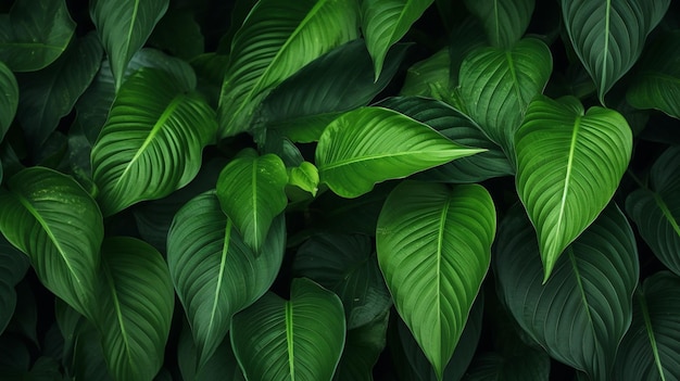 Foto hojas de spathiphyllum cannifolium de textura verde abstracta con un hermoso resaltado