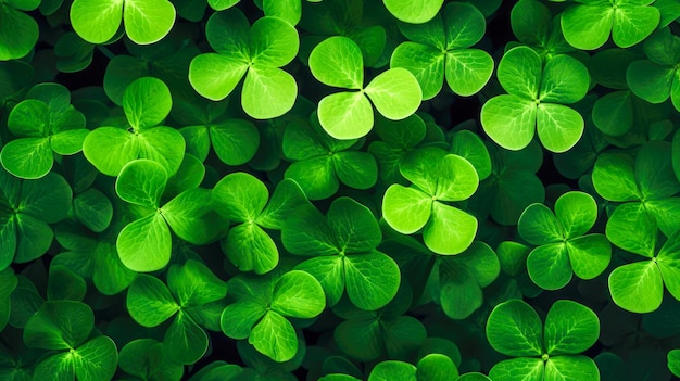 Las hojas de trébol verdes en el fondo Vista superior de la textura de las hojas del trébol