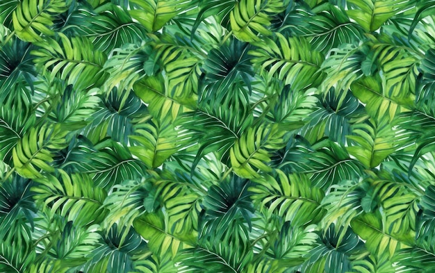 hojas tropicales acuarela de fondo transparente
