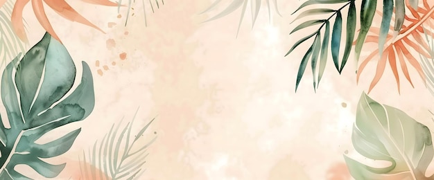 hojas tropicales fondo de ilustración con mucho espacio de copia vacío para el texto plantilla de fondo de verano