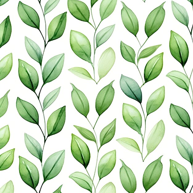 hojas verdes acuarela de patrones sin fisuras