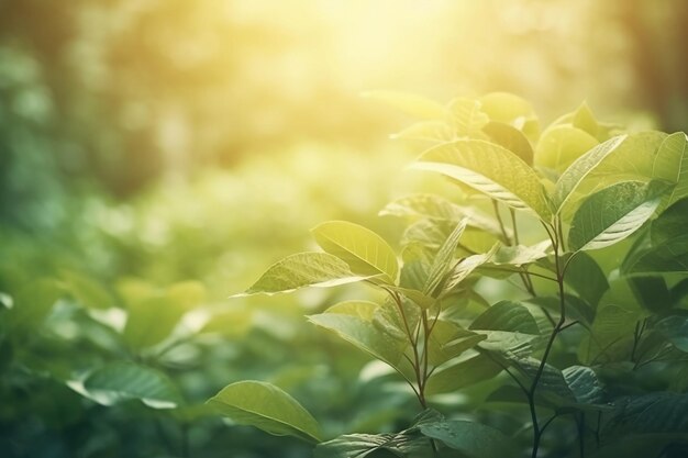 Hojas verdes de un árbol en el bosque