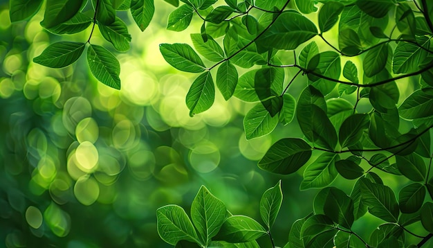 hojas verdes de un árbol con fondo borroso