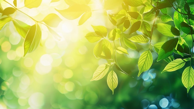 hojas verdes de un árbol con el sol brillando a través de ellas