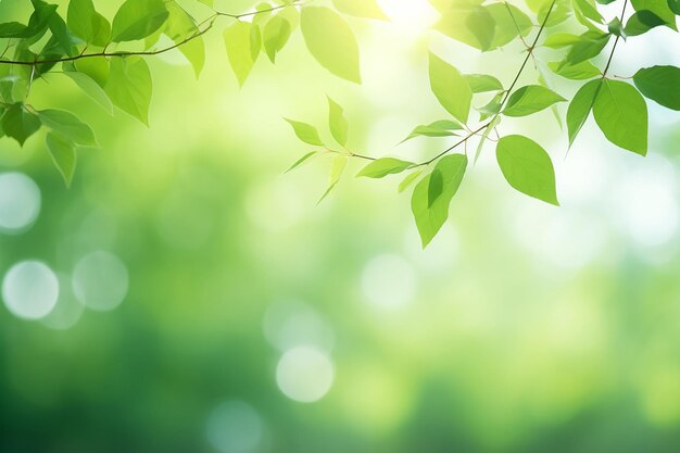 Las hojas verdes borrosas de la primavera natural