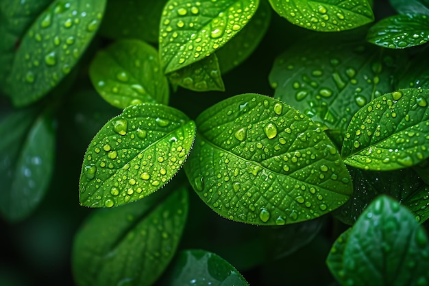 Las hojas verdes brillantes de cerca