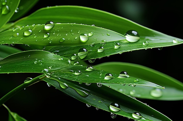 hojas verdes con gotas de agua sobre ellas