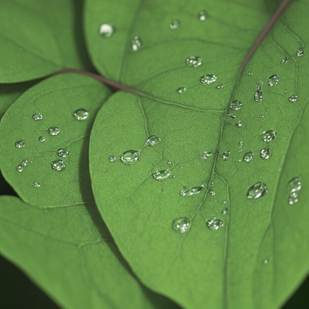 Foto hojas verdes con gotas de agua