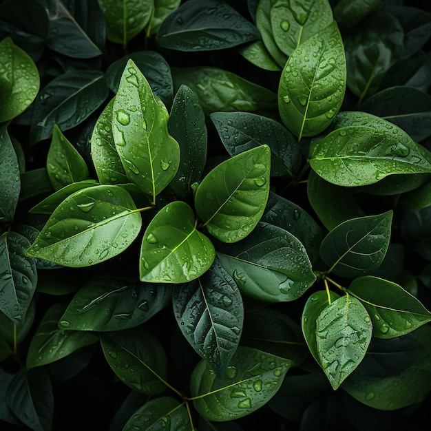 hojas verdes en el jardín