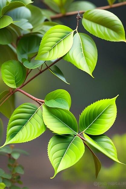 hojas verdes de los manzanos