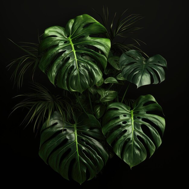 Foto hojas verdes de monstera filodendron