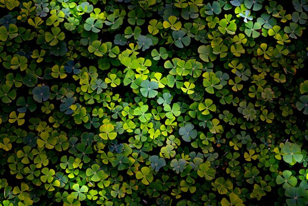 Hojas verdes con patrón de hoja Shamrock o trébol de agua de fondo