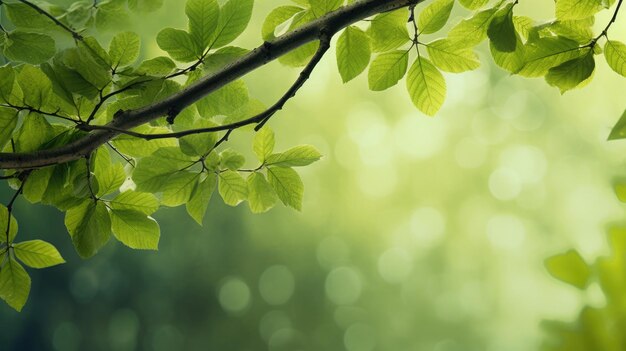 Hojas verdes en la rama de un árbol