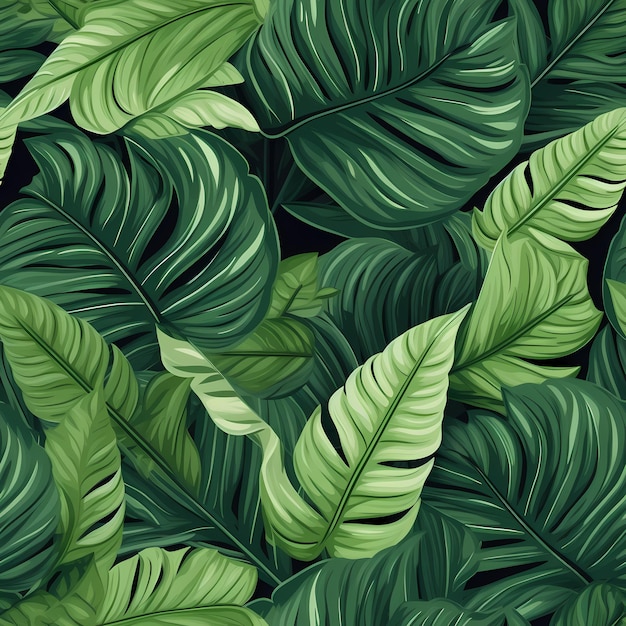 hojas verdes tropicales diseño plano de patrones sin fisuras