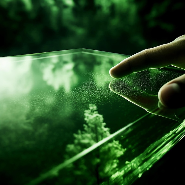 Foto hojas de vidrio verde transparente