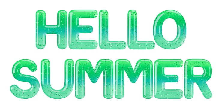 Foto hola palabra de verano png fuente gelatina fondo transparente