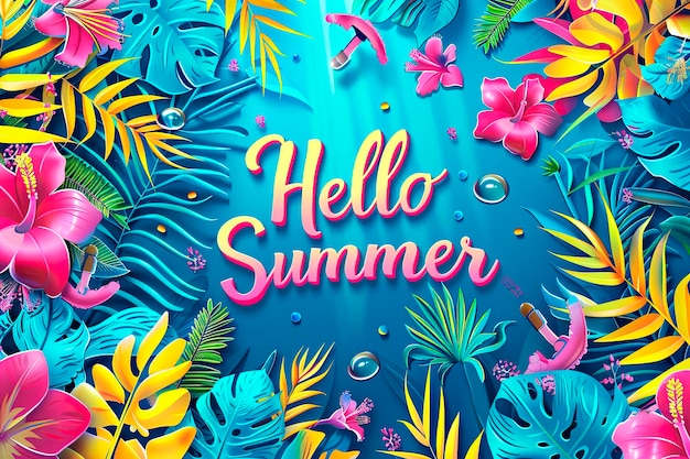 "Hola verano" "Coloroso verano tropical" diseño de banners de diseño de fondo