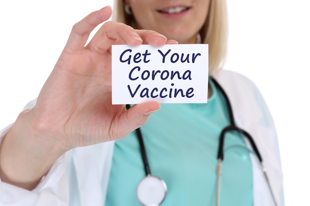 Holen Sie sich Ihre Corona-Virus-Coronavirus-Impfstoffimpfung Covid 19 COVID19-Arztkrankenschwester