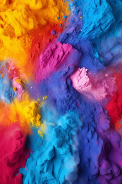 Holi colorido em pó de fundo Feriado de cores brilhantes Tradição indiana