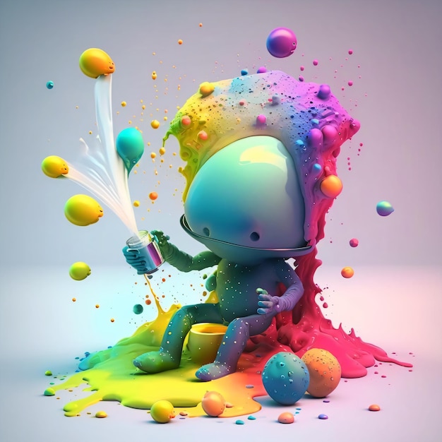 Holi-Feier-Poster-Grafikvorlagen, niedliche 3D-bunte Astronauten-Poster-Grafikvorlage