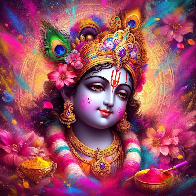 Holi Imagem do Senhor Shri Krishna