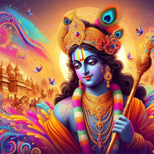 Holi Imagem do Senhor Shri Krishna