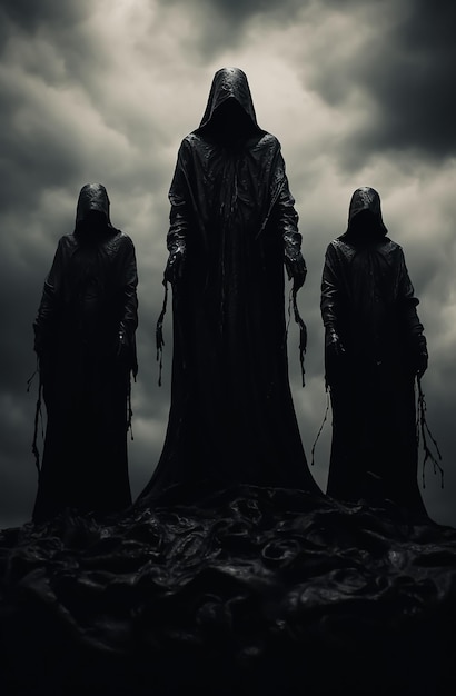 Hollow dark realm possuído cartaz grim reaper skeleton monges