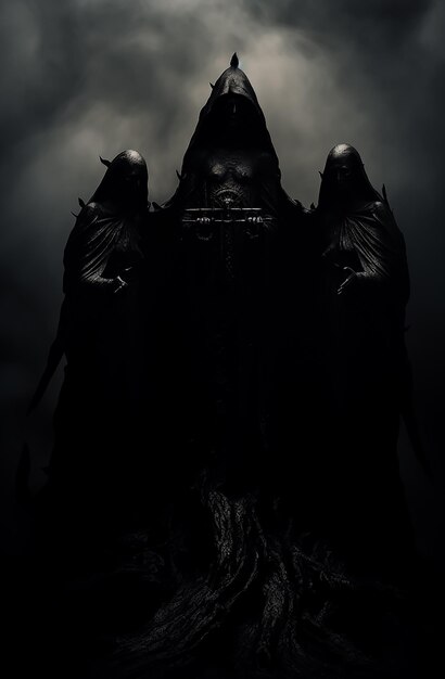 Foto hollow dark realm possuído cartaz grim reaper skeleton monges