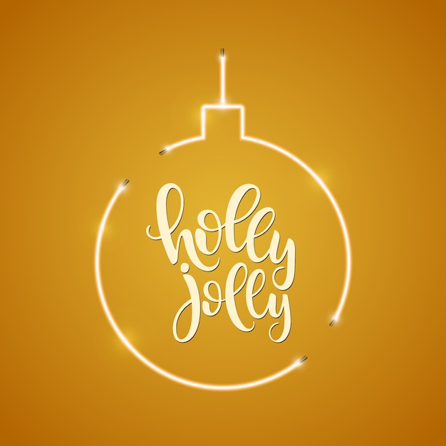 Holly Jolly script letras inscripción aligrafía para letrero de neón de Navidad