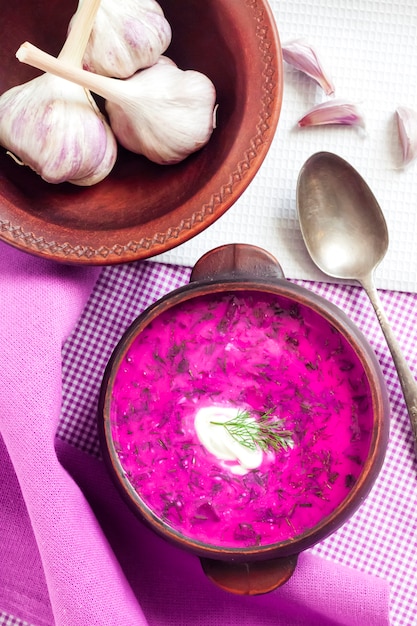 Foto holodnik - sopa de remolacha fría lituana tradicional