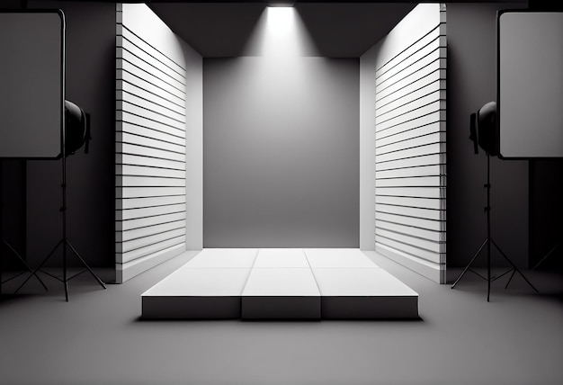Holofote de fundo e lâmpada com modelo de maquete 3d de palco Intersting palco para produto ou modelo Generative Ai